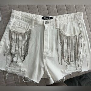 Blu B rhinestone jean short fringe